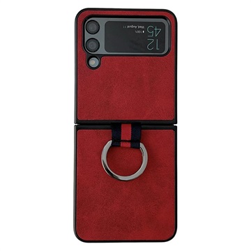 Capa Revestida com Anel de Metal para Samsung Galaxy Z Flip4 5G - Vermelho