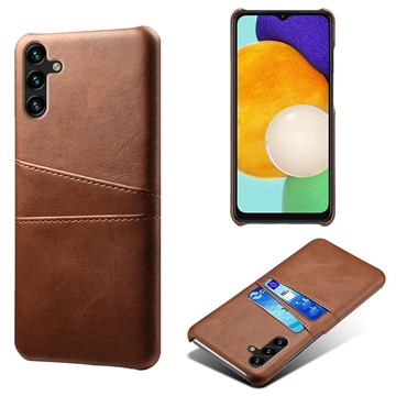 Capa de Plástico Revestida para Samsung Galaxy A14/A14 5G com Compartimentos para Cartões - Castanho