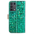 Capa Croco Bling Tipo Carteira para Samsung Galaxy S21 Ultra 5G - Verde