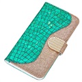 Capa Croco Bling Tipo Carteira para Samsung Galaxy S21 Ultra 5G - Verde