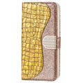 Bolsa tipo Carteira Croco Bling para Samsung Galaxy S22 5G - Dourado