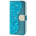 Bolsa tipo Carteira Croco Bling para iPhone 14 - Azul