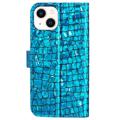 Bolsa tipo Carteira Croco Bling para iPhone 14 - Azul
