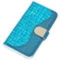 Bolsa tipo Carteira Croco Bling para iPhone 14 - Azul