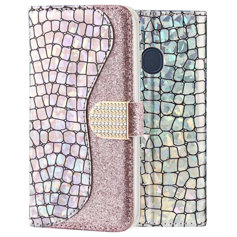 Capa Croco Bling Tipo Carteira para Samsung Galaxy A30, Galaxy A20