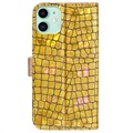 Capa Croco Bling Tipo Carteira para iPhone 11 - Dourado