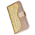 Capa Croco Bling Tipo Carteira para iPhone 11 - Dourado