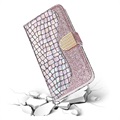 Capa Croco Bling Tipo Carteira para iPhone 12/12 Pro - Cor-de-Rosa Dourado