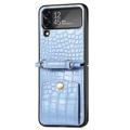 Capa com Alça Série Crocodile para Samsung Galaxy Z Flip4 5G - Azul