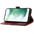 Bolsa de Pele Tipo Carteira Crocodile com RFID para Samsung Galaxy S21 FE 5G - Vermelho