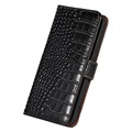 Bolsa de Pele Tipo Carteira Crocodile com RFID para Samsung Galaxy M33 - Preto