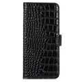 Bolsa de Pele Tipo Carteira Crocodile com RFID para Samsung Galaxy Xcover6 Pro - Preto