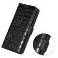 Bolsa de Pele Tipo Carteira Crocodile com RFID para Samsung Galaxy Xcover6 Pro - Preto
