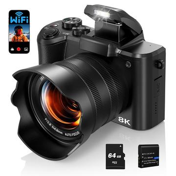 Câmara digital DC226 8K com cartão de memória de 64GB - 48MP
