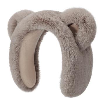DEZ45 Fita para a cabeça / Protectores de orelhas de inverno em pelúcia e bonitos - Cinzento