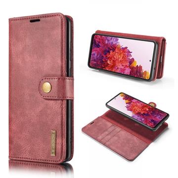 Bolsa tipo Carteira DG.Ming 2-em-1 para Samsung Galaxy S20 FE - Vinho Vermelho