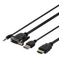 Cabo adaptador Deltaco VGA para HDMI com áudio - 2 m