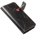 Bolsa de Pele Tipo Carteira Denior Vintage para iPhone 13 Pro Max - Preto