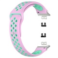 Bracelete em Silicone com Duas Cores para Huawei Watch Fit - Cor-de-Rosa / Ciano
