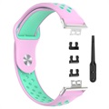 Bracelete em Silicone com Duas Cores para Huawei Watch Fit - Cor-de-Rosa / Ciano