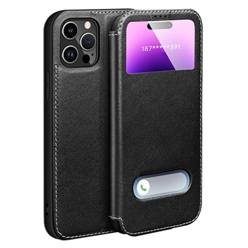 Capa flip em pele para iPhone 16 Pro Max Dual View
