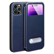 Capa flip em pele para iPhone 16 Pro Max Dual View - Safira