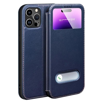 Capa flip em pele para iPhone 16 Pro Max Dual View - Safira