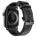 Bracelete de Couro Dux Ducis para Apple Watch Series 7/SE/6/5/4/3/2/1 - 41mm/40mm/38mm - Preto