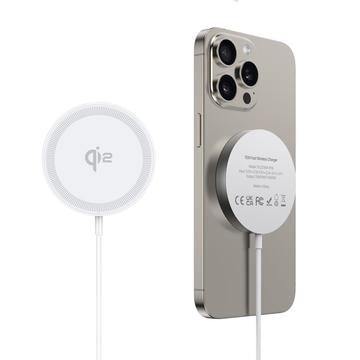Duzzona W18 Qi2 Carregador sem fios rápido 15W - iPhone 12/13/14/15/16/17/Air - Branco