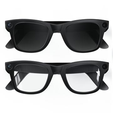 E02 Óculos inteligentes AI com câmara, tradução - 137mm - Preto e lente anti-azul