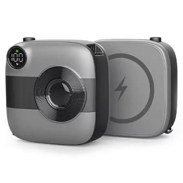 E49B Mini carregador magnético sem fios tipo câmara 10000mAh - 20W - Preto / Cinzento