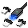 Cabo Magnético 3-em-1 Essager - Tipo-C, Lightning, MicroUSB - 1m