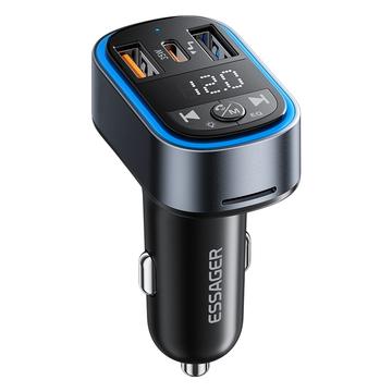 Essager ECCFM-CT0G-P Carregador de automóvel de 35W com transmissor FM Bluetooth - Cinzento