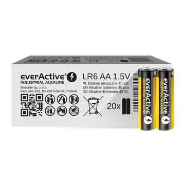 Pilhas alcalinas industriais EverActive AA / LR6 - 40 unidades