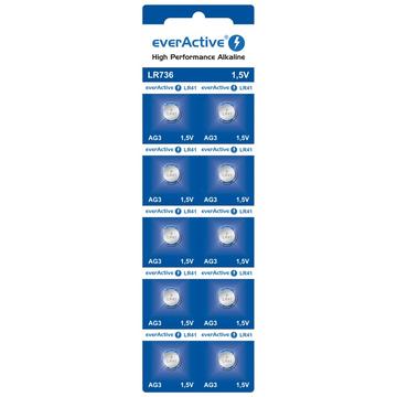 Pilhas de botão alcalinas EverActive AG3 LR736/LR41 - 10 unidades