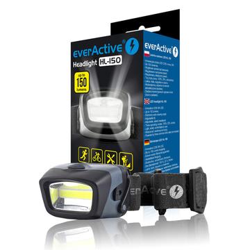 Lanterna de cabeça LED EverActive HL-150 com 3 modos de iluminação - 150 lúmenes