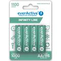 Pilhas AA recarregáveis EverActive Infinity Line EVHRL6-1100 1100mAh - 4 unidades.