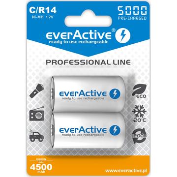 Baterias C recarregáveis EverActive Professional Line EVHRL14-5000 5000mAh - 2 unidades.
