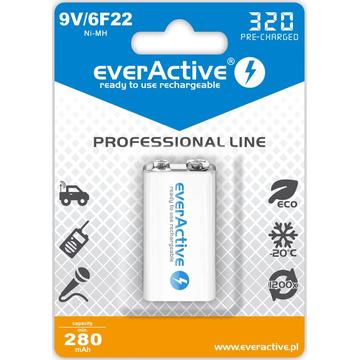 EverActive Professional Line EVHRL22-320 Bateria recarregável de 9V 320mAh