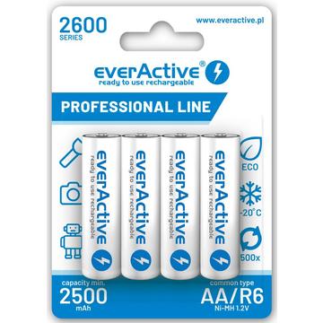Pilhas AA recarregáveis EverActive Professional Line EVHRL6-2600 2600mAh - 4 unidades.
