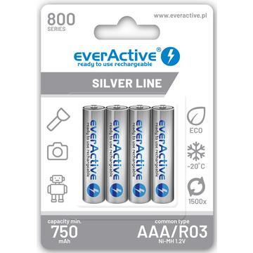 EverActive Silver Line EVHRL03-800 Pilhas AAA recarregáveis 800mAh - 4 unidades.