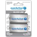 Pilhas D recarregáveis EverActive Silver Line EVHRL20-5500 5500mAh - 2 unidades.