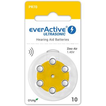 Pilhas para aparelhos auditivos EverActive Ultrasonic 10/PR70 - 6 unidades