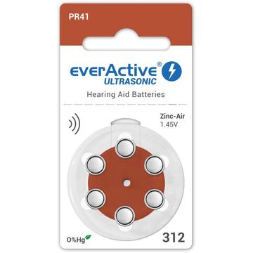Pilhas para aparelhos auditivos EverActive Ultrasonic 312/PR41 - 6 unidades