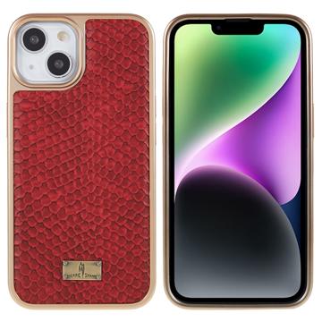 Capa Revestida Galvanizada Fierre Shann para iPhone 14 Plus - Pele de Cobra - Vermelho