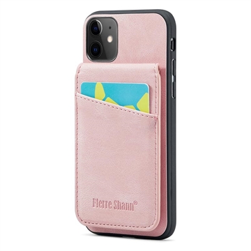 Capa Híbrida Revestida Fierre Shann para iPhone 11 com Ranhura de Cartão e Suporte - Cor-de-Rosa