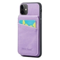 Capa Híbrida Revestida Fierre Shann para iPhone 11 com Ranhura de Cartão e Suporte - Púrpura