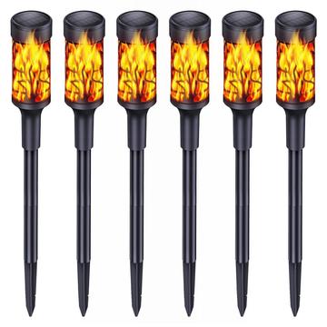 Luzes solares de efeito de chama para caminhos com sensor de infravermelhos - 6 peças