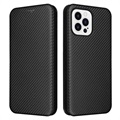 Bolsa Flip para iPhone 14 Pro Max - Fibra de Carbono - Preto