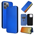Bolsa Flip para iPhone 15 Pro - Fibra de Carbono - Azul